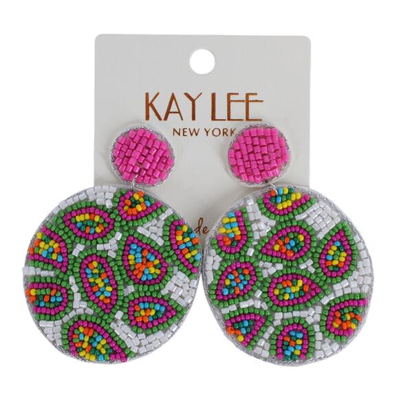 Kay Lee Jewelry - Kay Lee Boho Seed Bead Beaded Statement Earrings #OSE8122WT